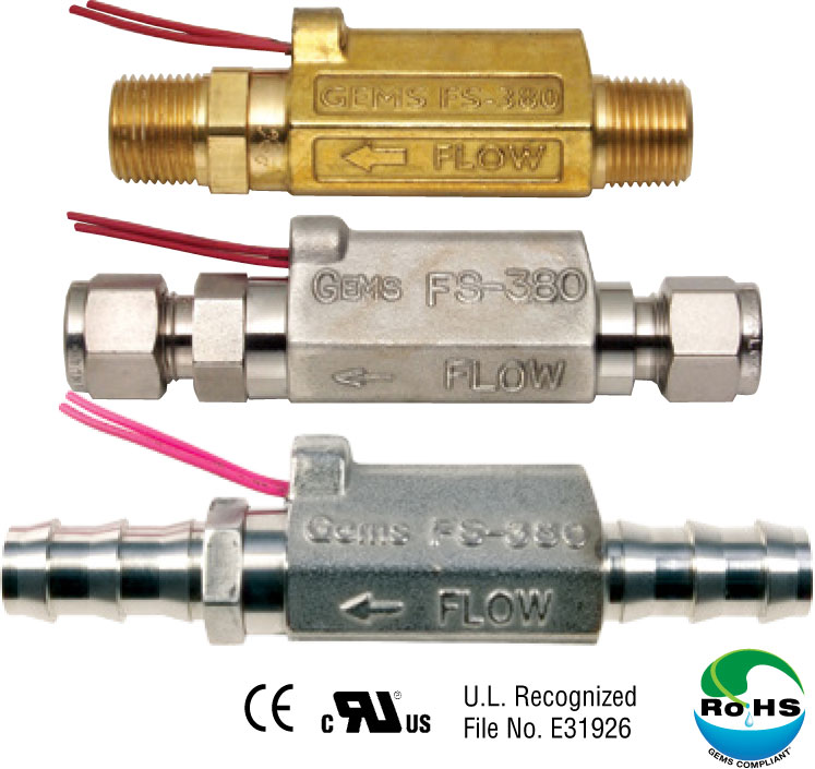1.5 gpm Flow Setting Piston Type Gems Sensors FS-380 Series Brass High Pressure Flow Switch Inline 1//2 NPT Male